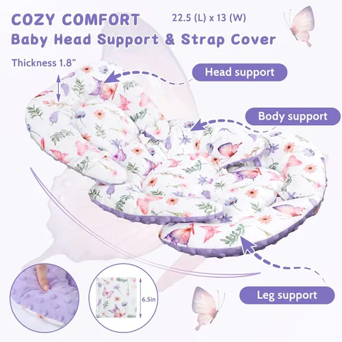 Miniatura 2 de Pea Pod Inserto de asiento de automóvil infantil con fundas para correa, todo en uno, reversible, soporte de cabeza de asiento de automóvil
