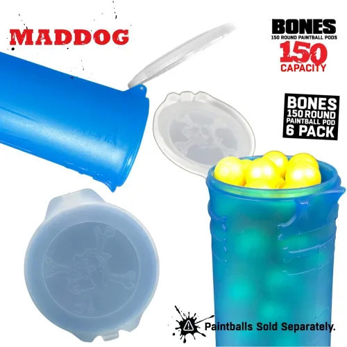 Miniatura 6 de Maddog 150 cápsulas redondas de paintball de huesos Tubos duraderos de recarga rápida para torneos y recreativos Speedball Woodsball Paquete de 6