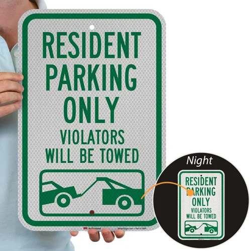Miniatura 2 de SmartSign Letrero con texto en inglés "Resident Parking Only, Violators Towed" 12 x 18 pulgadas, aluminio reflectante de grado diamante 3M