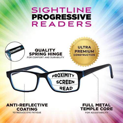 Miniatura 2 de Sightline Readers Progressive Multifocus Reading Glasses for Men and Women with Anti-Reflective & Easy-Adapt Lenses 6005