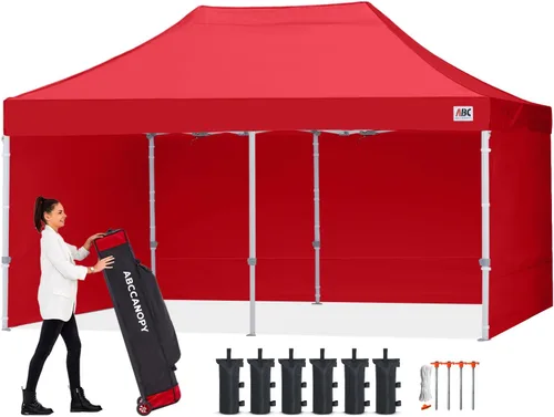 Miniatura 23 de Abccanopy - Toldo de 10 x 10 pies, con paredes laterales, sombra instantánea, con bolsa con ruedas para guardarlo. Incluye 4 bolsas de lastre, Azul