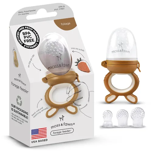 Miniatura 13 de Moss and Fawn Alimentador de Exploración – Paleta de leche materna congelada de silicona calmante y juguete de dentición de alimentos para bebés