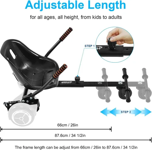 Miniatura 5 de Hishine Accesorio de asiento para aeropatineta de 6.5 a 10 pulgadas, diseño mejorado sin necesidad de correas de velcro, kit de conversión Go Kart