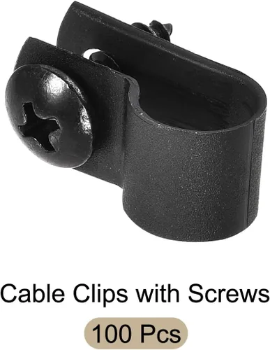 Miniatura 5 de Abrazadera de cable tipo R (con tornillos), [para alambre, cable, cuerda] - 0.331 in/negro/100 piezas
