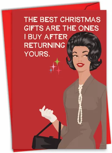 Miniatura 14 de NobleWorks - Divertida tarjeta navideña para adultos para mujeres - Tarjeta de felicitación festiva con humor directo, tarjeta de felicitación