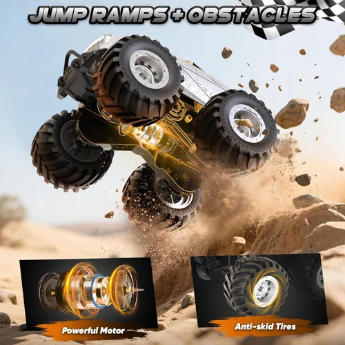 Miniatura 6 de Auto de control remoto, camión de control remoto todo terreno, autos RC con giros de 360 grados, auto de juguete estilo pickup con luz, camión RC