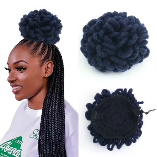 Miniatura 25 de Yinmei Baibian Loc Cola de Caballo con Cordón Moño de Pétalos Moños de Rastas Afro Rojas Cola de Caballo Rizado Hinchado Trenza Colas de Caballo