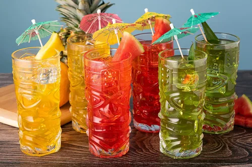 Miniatura 4 de LEMONSODA Vasos Tiki tropicales transparentes, juego de 24 a 15 onzas, perfectos para cócteles exóticos, limonada, té helado, bebidas mixtas, ron