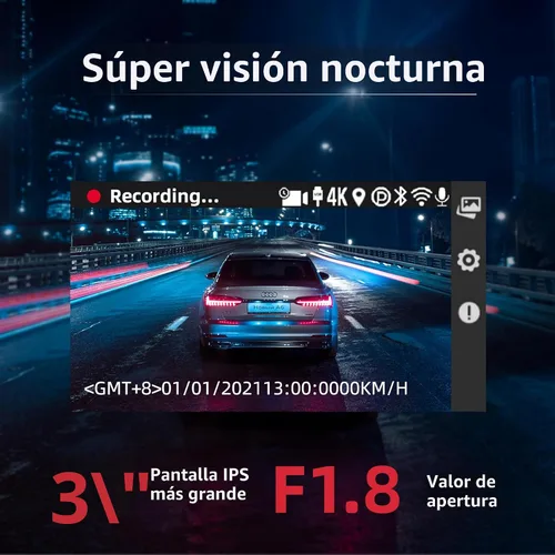 Miniatura 6 de Miofive Dash Cam - Cámara delantera y trasera para automóvil, 4K+4K, WiFi, Bluetooth, con tarjeta SD de 64 GB, cámara dual para auto con monitoreo