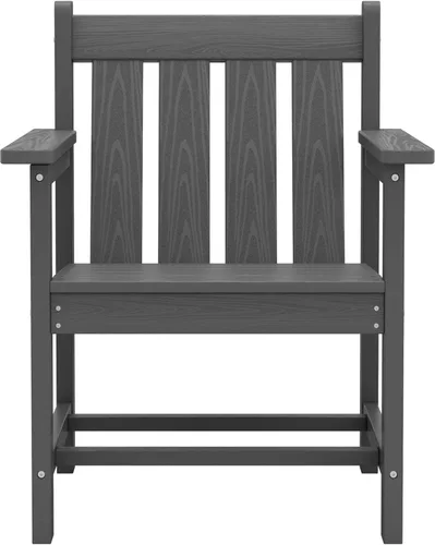 Miniatura 10 de SERWALL - Juego de muebles de patio de 3 piezas estilo bistró, juego de sillas Adirondack para todo clima con mesa auxiliar, juego de muebles de Gris