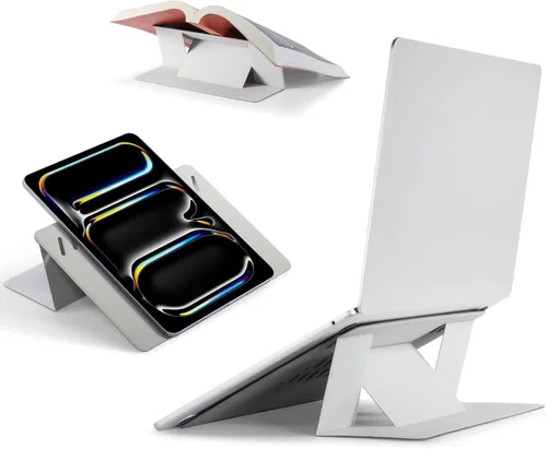 Miniatura 14 de MOFT Soporte para computadora portátil para escritorio, soporte adhesivo para computadora MacBook con 2 ángulos de visión ajustables, elevador Negro