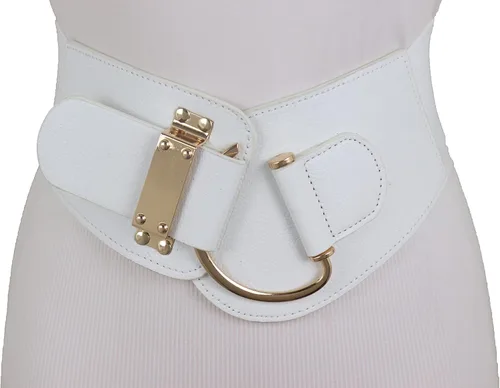 Miniatura 131 de TFJ - Cinturón ancho de moda para mujer, cintura alta, hebilla de gancho de metal dorado, talla XS, S, M, L, XL