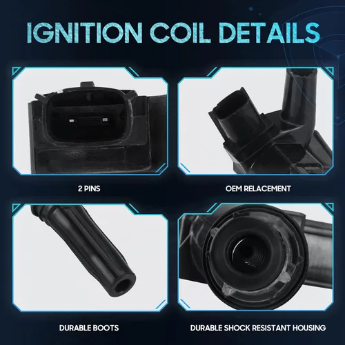 Miniatura 4 de Juego de 8 bobinas de encendido compatibles con Ford F-150 F-250 F-350 E-350 Super Duty Lobo V8 6.2L, repuesto para UF639 UF631 C1800 C1801, negro