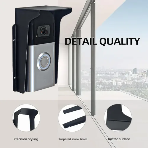 Miniatura 6 de Cubierta impermeable para timbre de puerta, protección antirreflejos, bloqueo de huellas dactilares, cubierta impermeable de metal negro