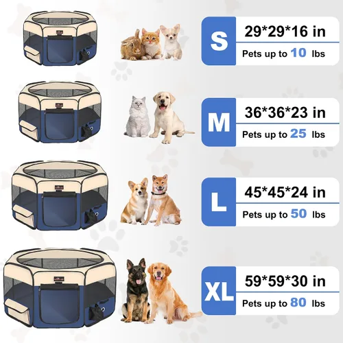 Miniatura 5 de Aivituvin Corral para Perros, Corrales de Juego Plegables para Mascotas con Bolsa de Transporte para Gatos, Cachorros, Conejos, Jaulas de Carpa Azul