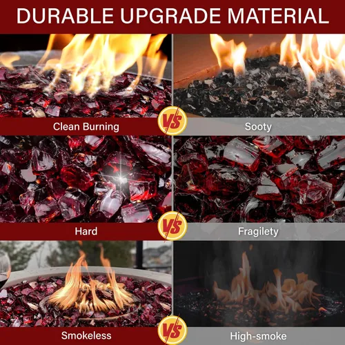 Miniatura 3 de NUPICK Vidrio de Fuego de 5 Libras, Vidrio Brillante para Fogata de 1/2 Pulgada, Roca de Vidrio Templado para Fogata para Propano o Gas Natural