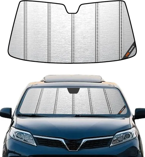 Pigenius Parasol para parabrisas Toyota Sienna 2015-2020, acabado plateado metálico