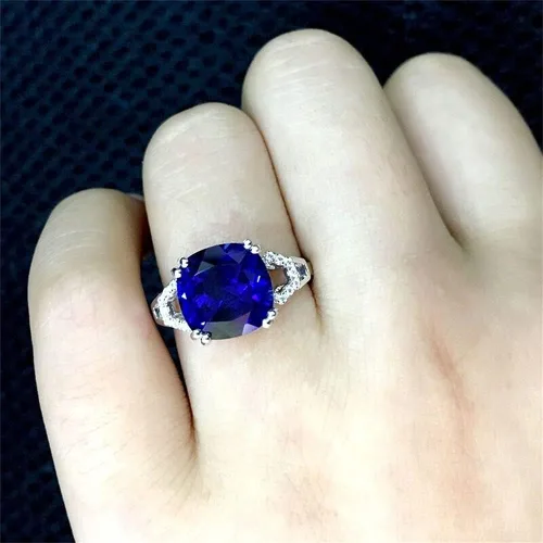 Fashion 925 stearling Silver Sapphire Anillo de mujer con piedras preciosas coloridas Anillo hueco cuadrado emb esmeralda rubí Anillo vintage Rojo