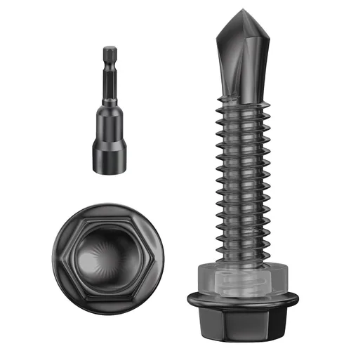 Miniatura 19 de Wensilon (250Pcs) #8×1" Tornillos autoperforantes de cabeza hexagonal con arandela, tornillos de acero inoxidable 410 para chapa metálica, tornillos