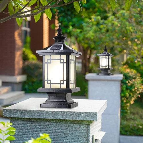 Miniatura 6 de Luz LED Solar para Poste Exterior, Lámpara de Tapa de Poste de Cerca de Aluminio con Control Remoto Regulable, Luces de Pilar Solar IP65 Negro