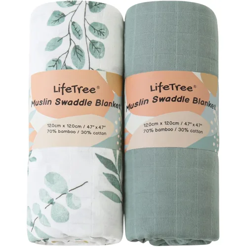Miniatura 6 de LifeTree Mantas de muselina para envolver bebés, paquete de 2 mantas de recepción para niños y niñas, 70% viscosa de bambú y 30% algodón