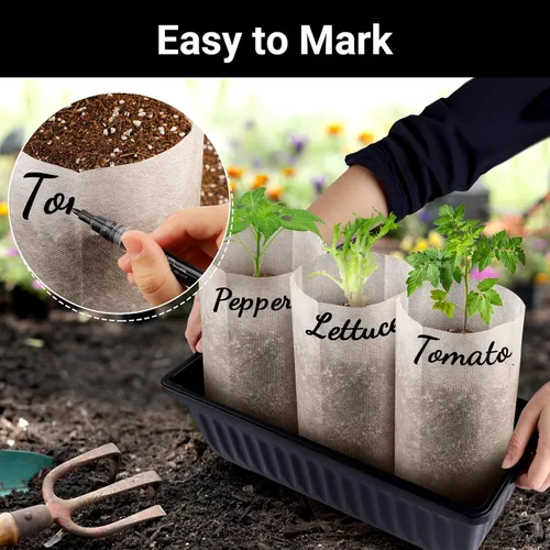 Miniatura 5 de 100 bolsas de vivero para plantas – 7.87 x 13.77 pulgadas, bolsas transpirables de cultivo de plantas, macetas de tela para cultivo de plantas