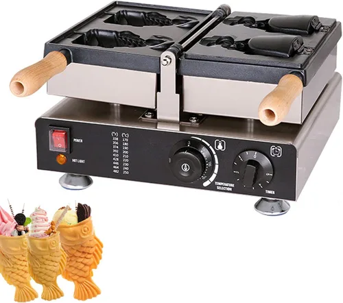 Miniatura 11 de Taiyaki - Plancha para hacer gofres de pescado, máquina eléctrica Taiyaki, máquina para hacer gofres de mermelada o helado de uso comercial
