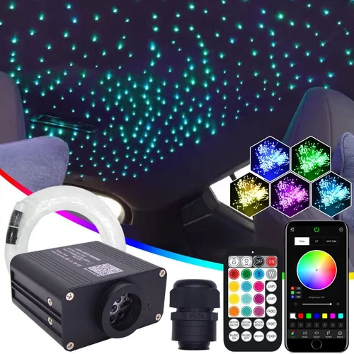 Twinkle - Kit de techo de fibra óptica con luz de estrella, luces LED de estrella nocturna estrellada, 16 W, RGBW, Bluetooth, control de aplicación,