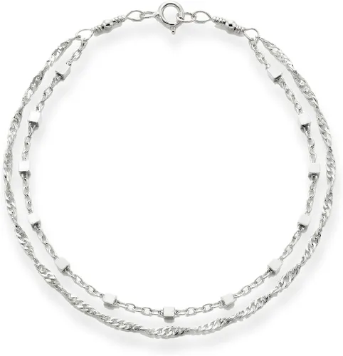 Pulsera de doble cadena Annika Bella, cadena de mano de 6.5-7.5 pulgadas, pulseras de cadena de plata de ley 925, joyería minimalista para mujer,