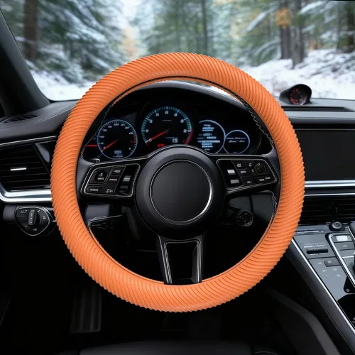 Miniatura 16 de WOCOCN Funda para volante de automóvil, funda delgada de silicona antideslizante para hombres y mujeres, accesorios interiores universales