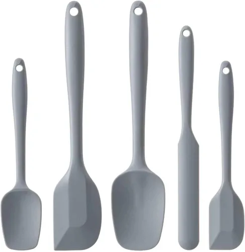 Miniatura 14 de Juego de espátulas de silicona, 5 espátulas de goma de grado alimenticio para hornear, cocinar y mezclar, resistentes al calor, antiadherentes, Azul