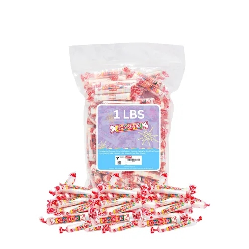 Smarties Candy Bulk Rolls sabor original, sin gluten y vegano, dulzura clásica de una empresa familiar desde 1949, sin maní y sin lácteos, caramelo