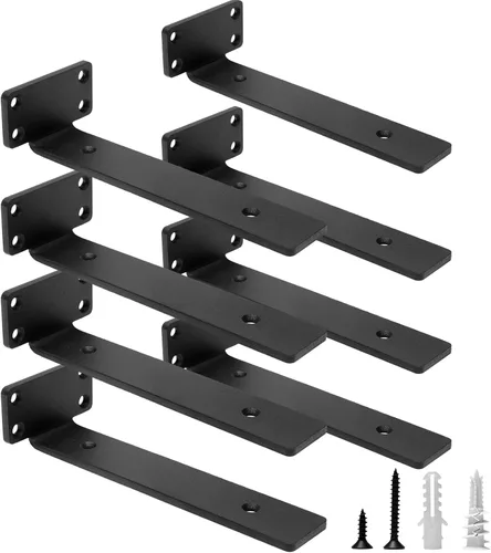 HITOMEN Soportes de estante flotantes resistentes, accesorios de estantes ocultos de 8 pulgadas (1/5 pulgadas de grosor), soportes de hierro L,