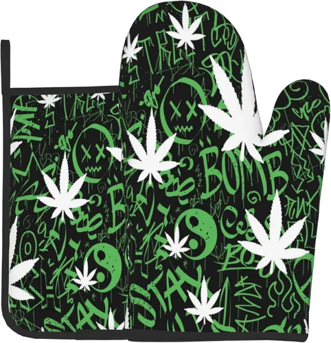 Miniatura 20 de Paquete de 2 soportes para macetas de hojas de hierba de graffiti con bucles para colgar, bolsillos de mano, resistentes al calor, esenciales