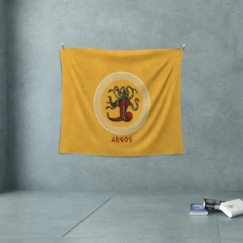 Miniatura 2 de Nice Captain Tapiz con emblema de la ciudad griega antigua, bandera de Polis griega, póster para colgar en la pared, 39.4 in x 49.2 in, arte de Argos