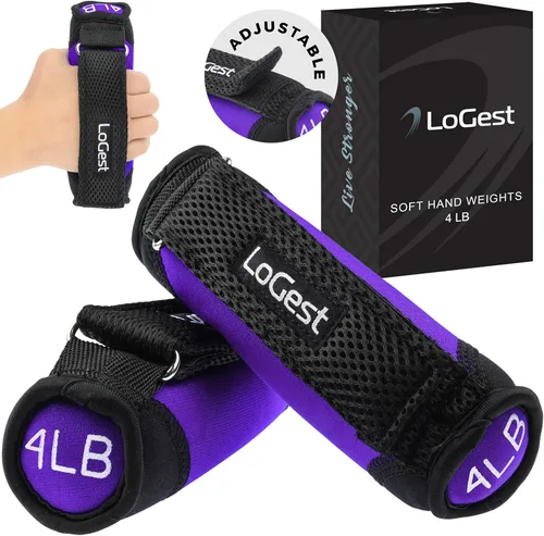 LoGest - Pesas de mano suaves con correas ajustables - Vienen en pesos de 1 libra, 2 libras, 3 libras o 4 libras - Pesas de neopreno con correas
