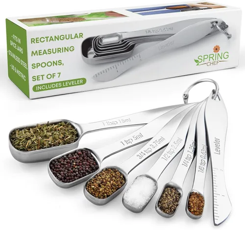 Miniatura 14 de Spring Chef Stainless Steel Measuring Cups and Spoons Set of 10, Nesting Kitchen Metal Measuring Cups and Spoons Set for Dry and Liquid Ingredients