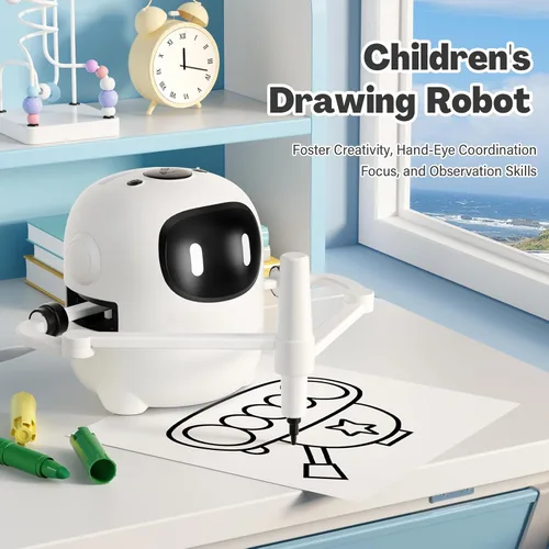 Miniatura 8 de RIVGOT Robot de dibujo para niños con 150 tarjetas, máquina de dibujo educativo interactiva por voz, juguetes de aprendizaje de pintura Montessori