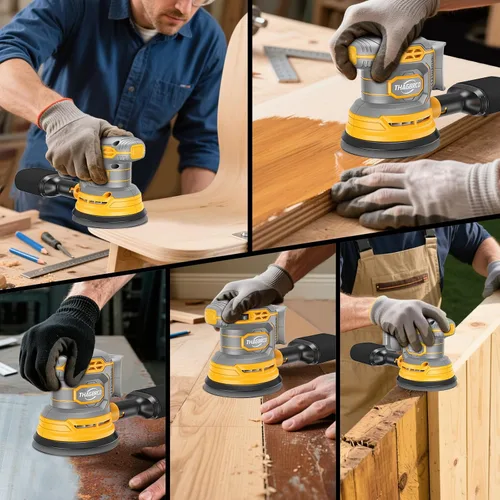 Miniatura 8 de Lijadora orbital inalámbrica compatible con Dewalt 20V 60V, lijadora orbital eléctrica con sin escobillas 12000 RPM, 6 discos variables, lijadora