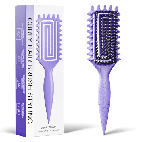Miniatura 12 de Cepillo para definir rizos para cabello grueso y en bucles, cepillo de cerdas firmes TPEE para desenredar rizos gruesos 4A–4C, cepillo de dientes