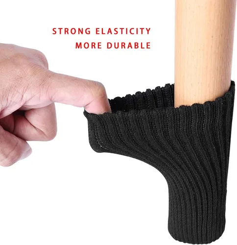 Miniatura 2 de 8 PCs Calcetines para Patas de Muebles - Calcetines Negros de Alta Elasticidad para Muebles, Protectores de Piso de Patas de Silla Tejidos, Juego