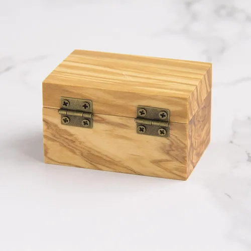 Miniatura 4 de Caja de anillo de compromiso de madera rústica Caja de anillo de madera maciza de olivo para almacenamiento de anillos de boda de propuesta