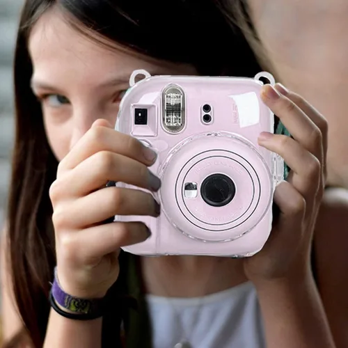 Miniatura 2 de Funda transparente Mini 12 con bolsillo para película para cámara instantánea Fujifilm Instax Mini 12, vitrina con correa de hombro ajustable Funda