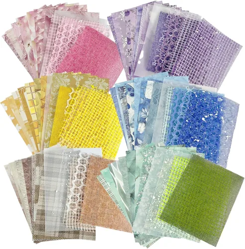 PRSTINCOL 90 hojas de papel de álbum de recortes con tela de malla, paquete de 6 papeles estéticos variados para álbumes de recortes, suministros de