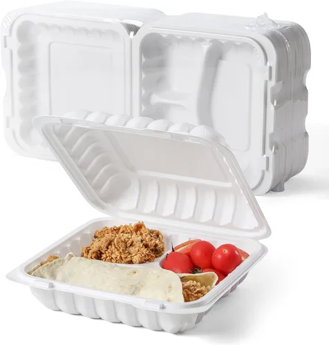 Miniatura 16 de YANGRUI Contenedores para Alimentos de 9 x 6 pulgadas, 28 onzas, paquete de 50 unidades – Envuelto en Plástico PP Relleno de Minerales Libre de BPA