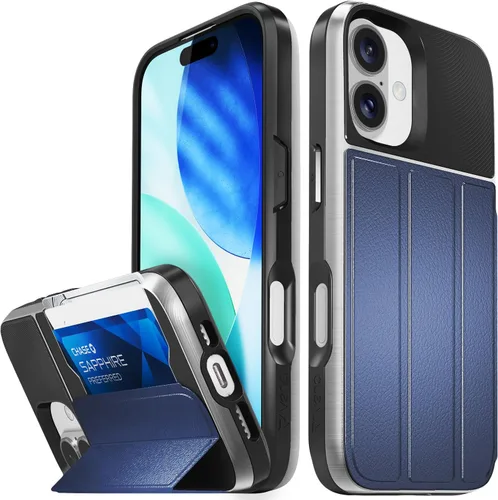 Miniatura 25 de VENA vCommute Funda tipo cartera compatible con Apple iPhone 14 (15.5 cm), funda de cuero con tapa plegable, tarjetero con función de soporte