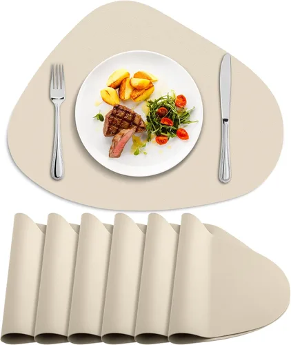 Miniatura 30 de Juego de 4 manteles individuales de cuero resistentes al calor, de doble capa, suaves e impermeables, manteles individuales redondos fáciles