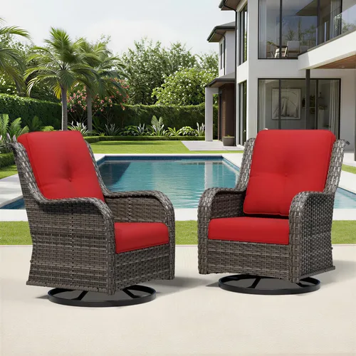 Miniatura 204 de Joyside Juego de sillas de mimbre para patio, juego de 3 piezas de mimbre para exteriores con 2 sillas reposabrazos y 1 mesa auxiliar para terraza