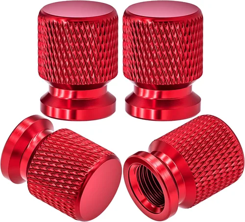 Miniatura 62 de 4 piezas de tapas de válvula de rueda con estilo púas, cubiertas universales de válvula de rueda de aleación de aluminio a prueba de polvo