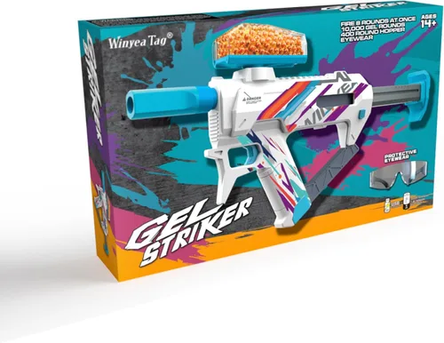 Miniatura 6 de Lanzador eléctrico de bolas de gel, lanzador automático de bolas de salpicadura con potencia de disparo ajustable, 10000 rondas de gel, tolva de 400